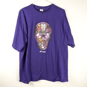 Dia de los Muertos Skull Graphic T Shirt Mens 2XL Purple Carnival Yazbek Sugar